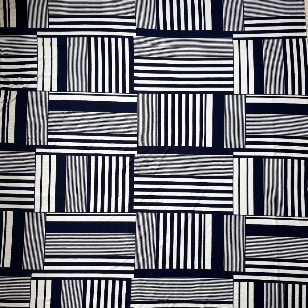 Navy and White Geometric Knit Fabric 4 Way Stretch1 1/2 Yards 62" Wide